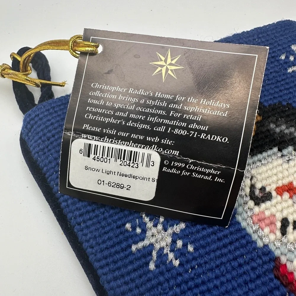 2001 Christopher Radko Snow Light Needlepoint‎ Stocking 15
